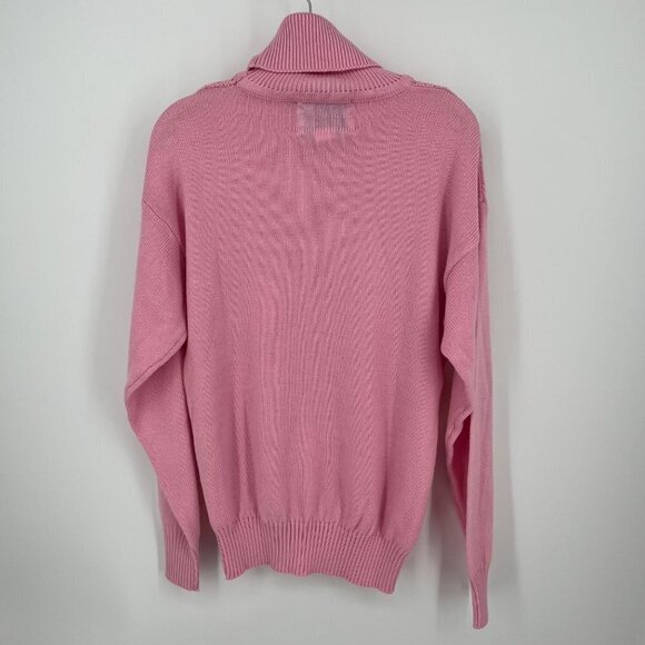 VTG World Famous Skiing Womens Turtleneck Knit Sweater Size L Wool Pink Barbie - Picture 2 of 7